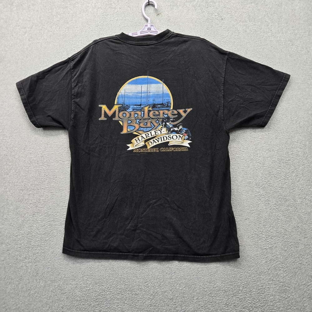 VINTAGE Harley-Davidson Men Shirt XL Black Monterey Bay California Made In USA